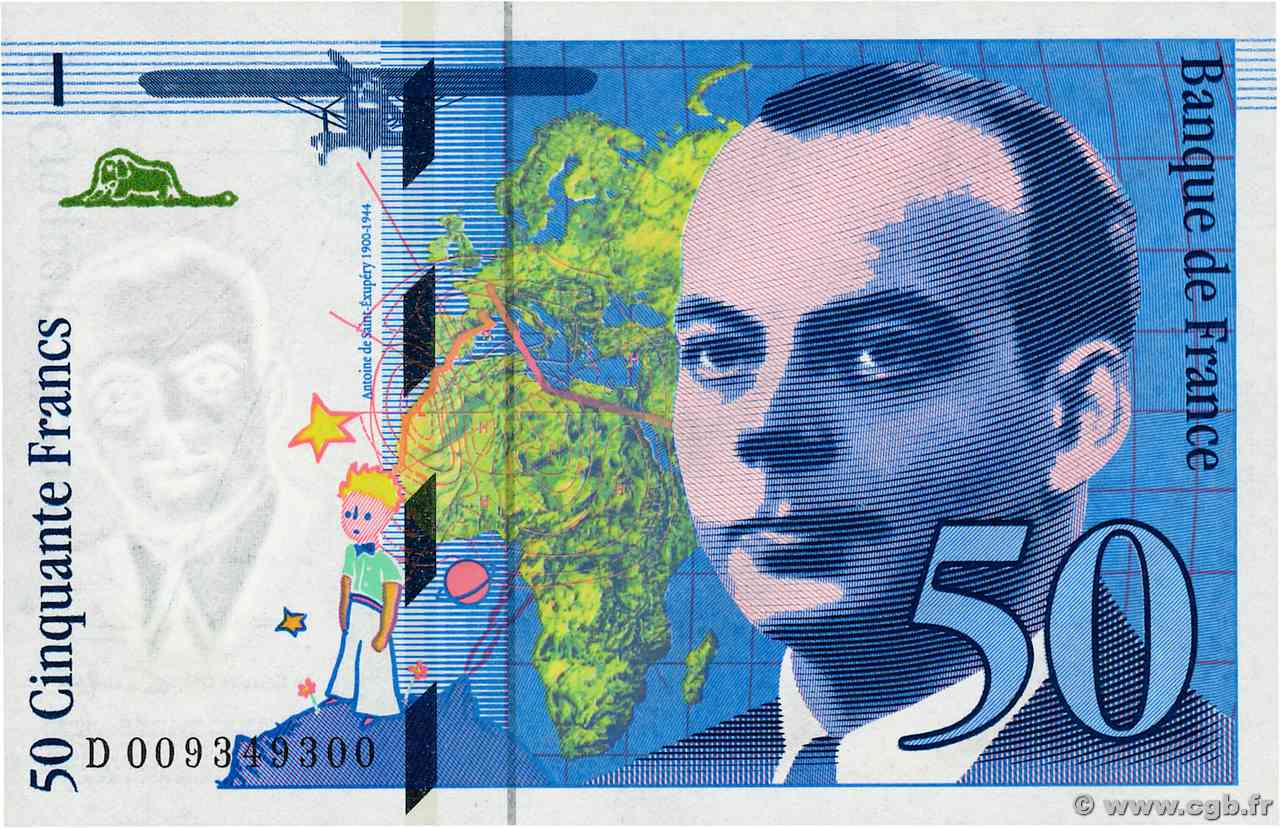 50 Francs SAINT-EXUPÉRY FRANCIA  1993 F.72.02 FDC