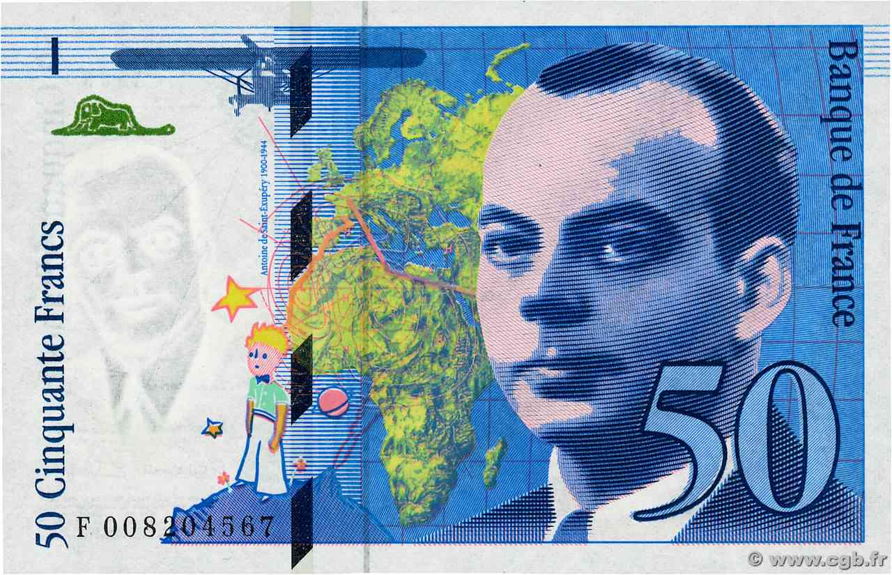 50 Francs SAINT-EXUPÉRY FRANCIA  1993 F.72.02 FDC