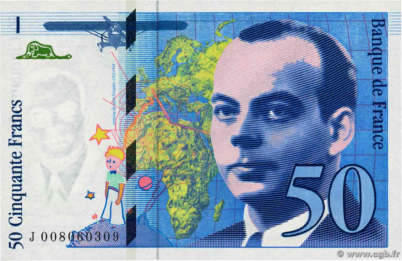 50 Francs SAINT-EXUPÉRY FRANCIA  1993 F.72.02 FDC