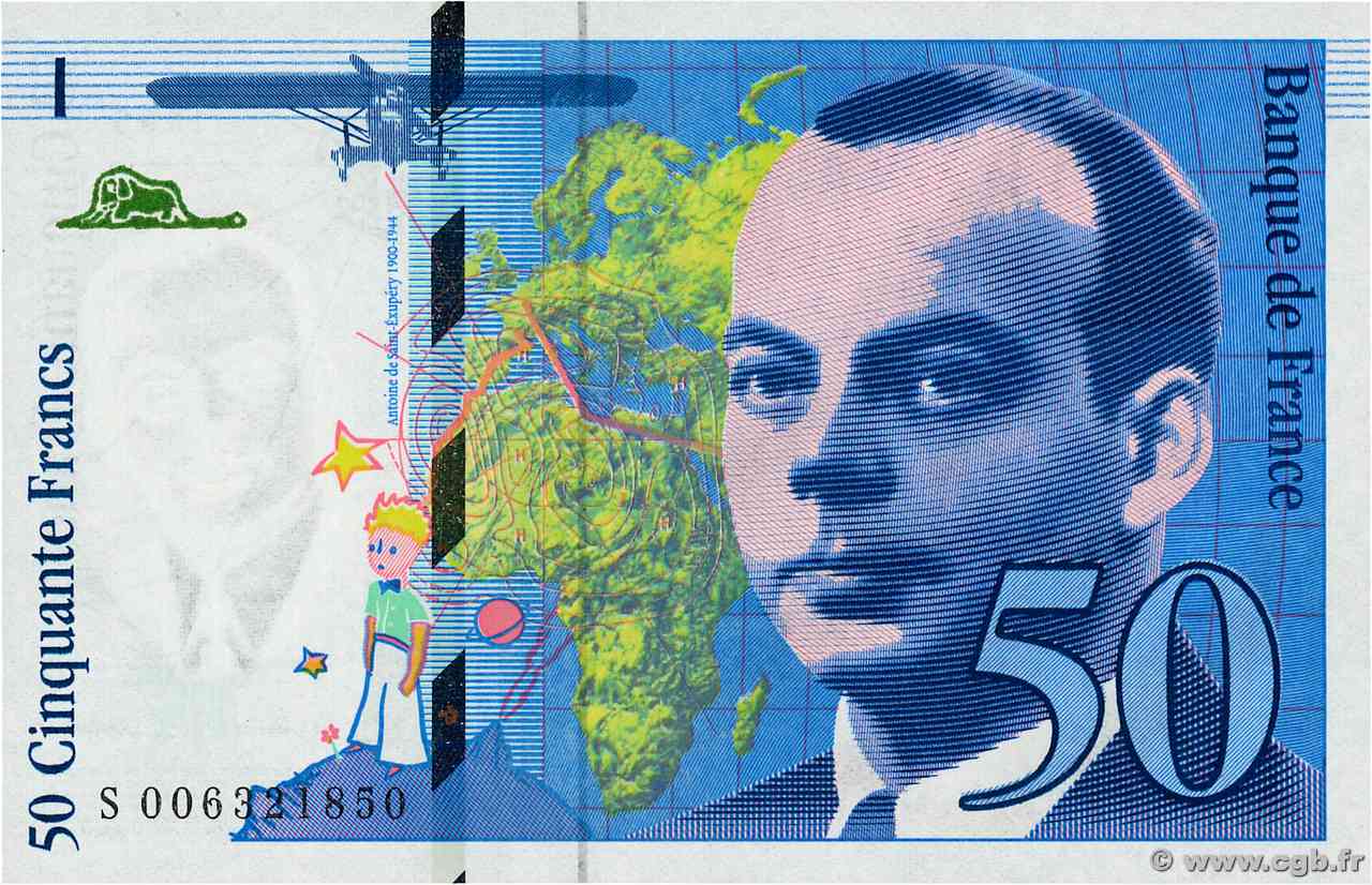 50 Francs SAINT-EXUPÉRY FRANCIA  1993 F.72.02 FDC