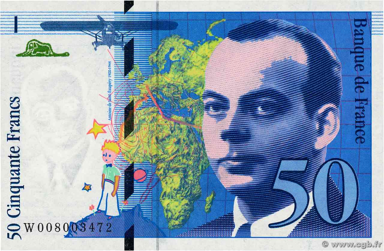50 Francs SAINT-EXUPÉRY FRANCIA  1993 F.72.02 FDC