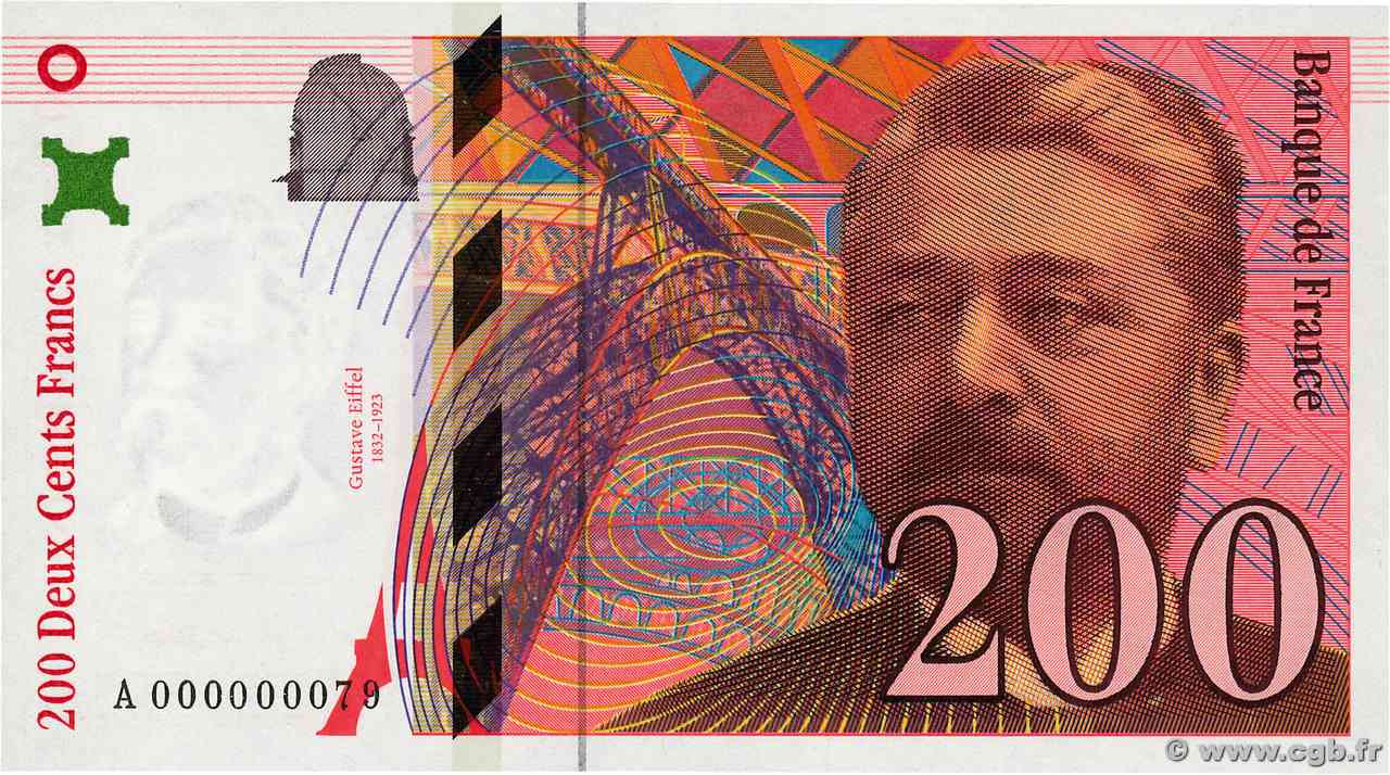 200 Francs EIFFEL Petit numéro FRANCE  1995 F.75.01A NEUF