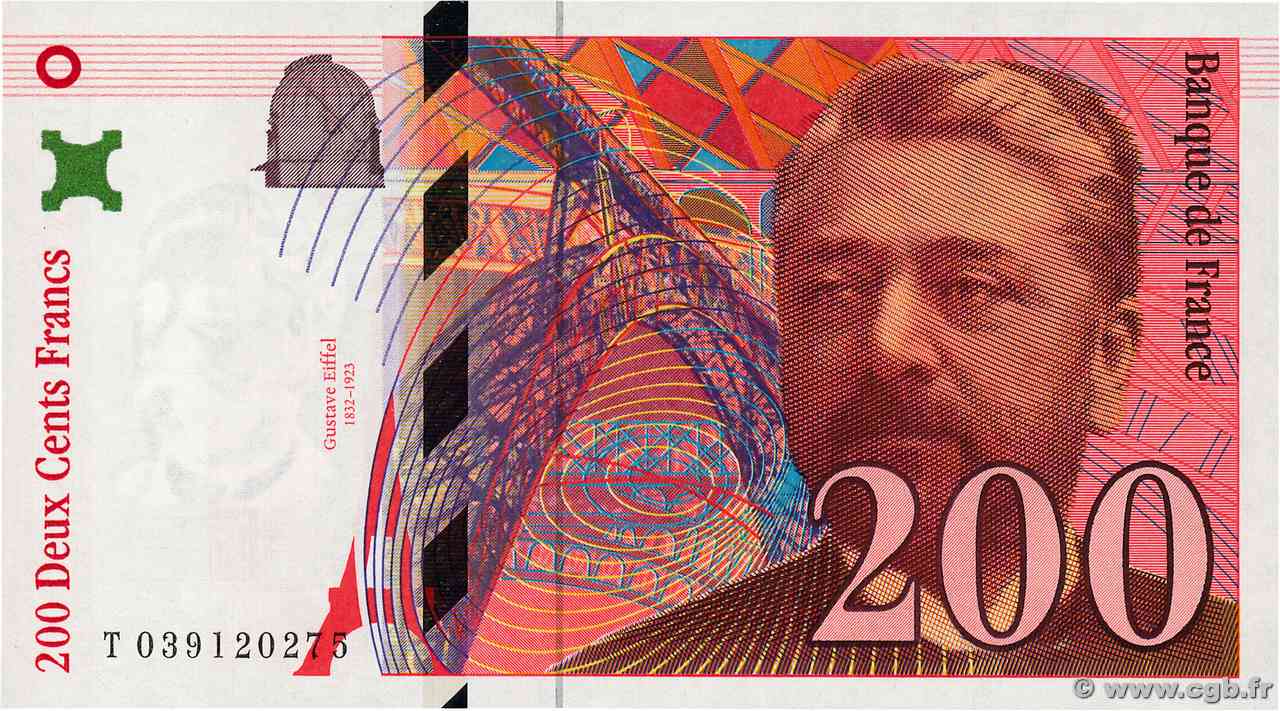 200 Francs EIFFEL FRANCIA  1996 F.75.03a FDC
