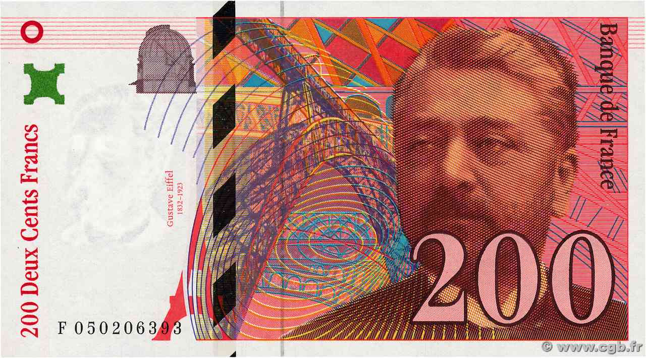 200 Francs EIFFEL FRANCIA  1997 F.75.04b FDC