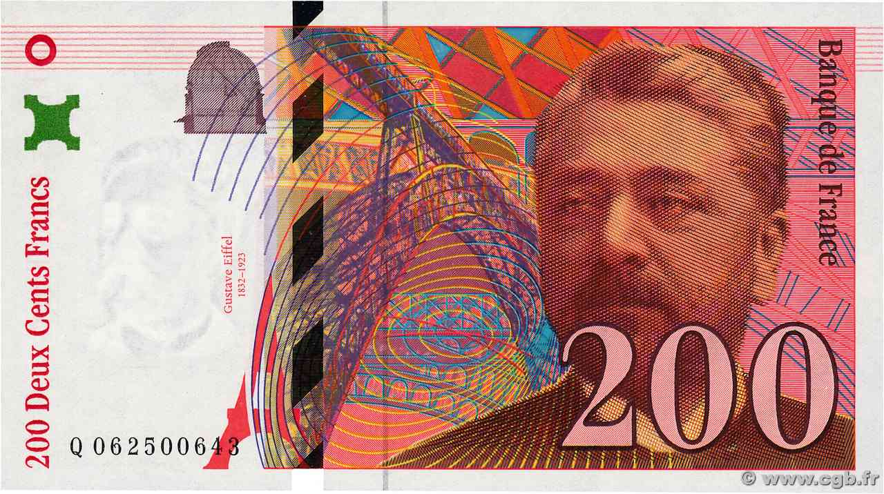200 Francs EIFFEL FRANCIA  1997 F.75.04b FDC