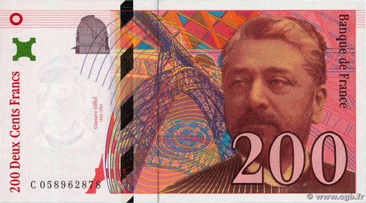 200 Francs EIFFEL FRANCIA  1997 F.75.04b FDC