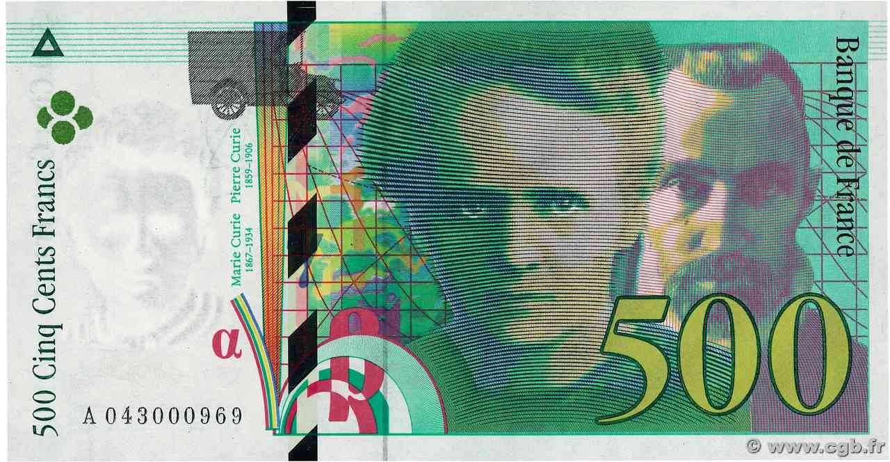 500 Francs PIERRE ET MARIE CURIE Petit numéro FRANCE  2000 F.76.05 UNC