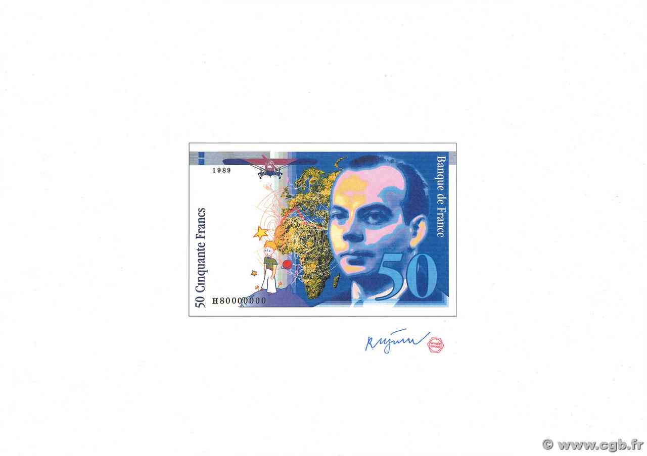 50 Francs SAINT-EXUPÉRY Essai FRANCE  1989 NE.1989 UNC