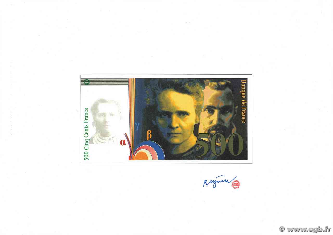 500 Francs PIERRE ET MARIE CURIE Essai FRANCIA  1990 NE.1990 FDC
