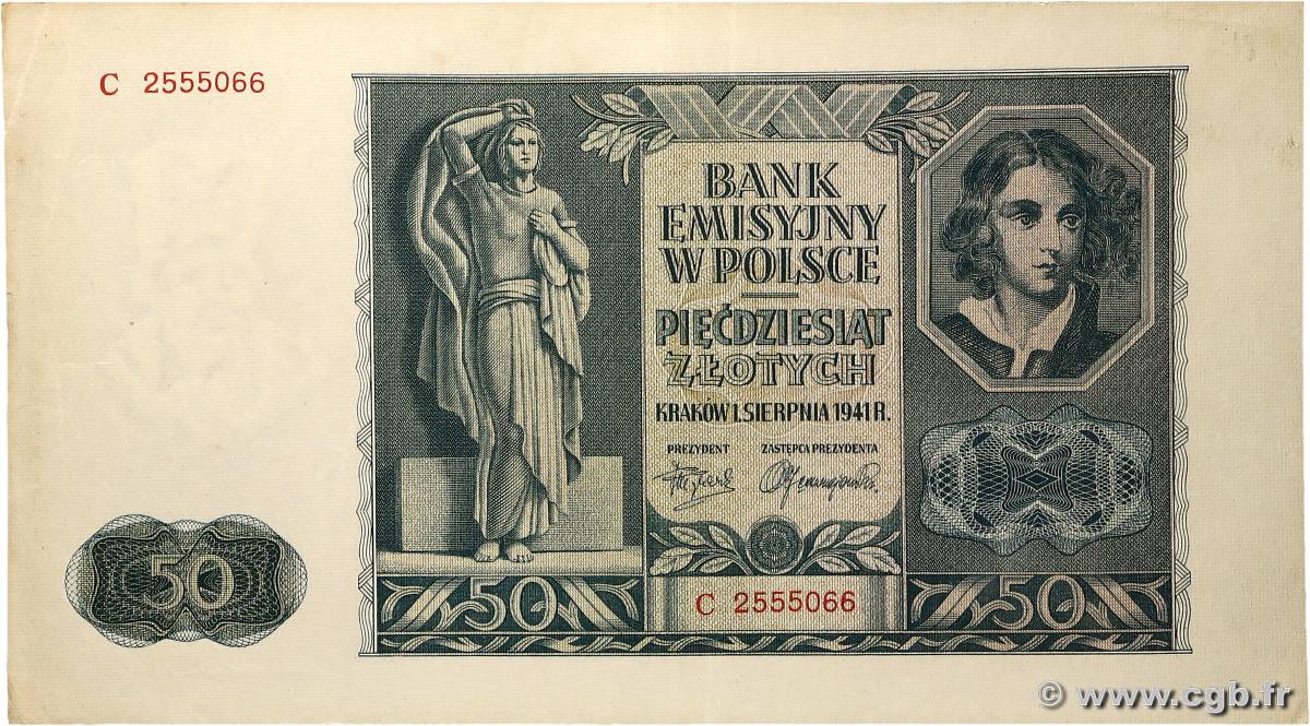 50 Zlotych POLOGNE  1941 P.102 pr.SUP