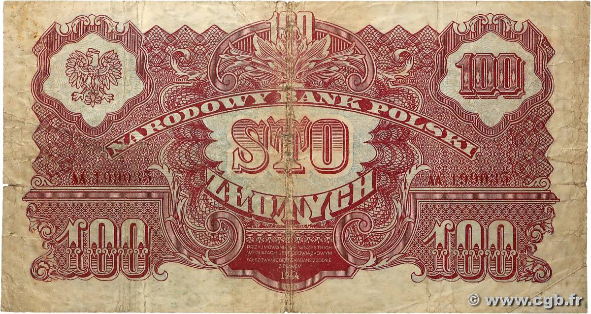 100 Zlotych POLOGNE  1944 P.116 B+