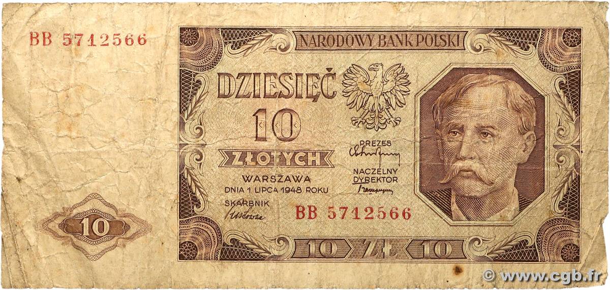 10 Zlotych POLOGNE  1948 P.136 B