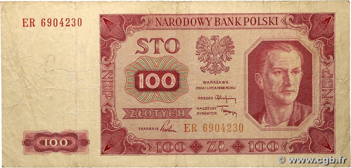 100 Zlotych POLOGNE  1948 P.139 B+