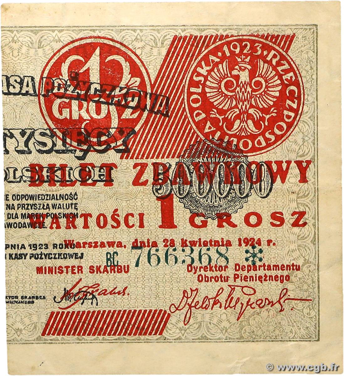 1 Grosz POLOGNE  1924 P.042b TTB