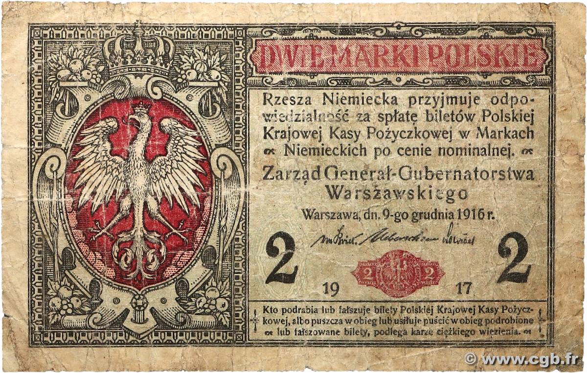 2 Marki POLOGNE  1917 P.009 B