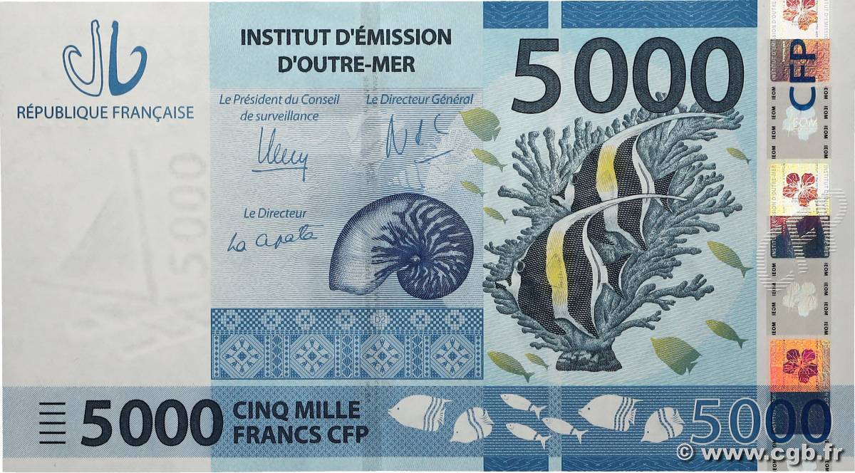 5000 Francs FRENCH PACIFIC TERRITORIES  2014 P.07 UNC-