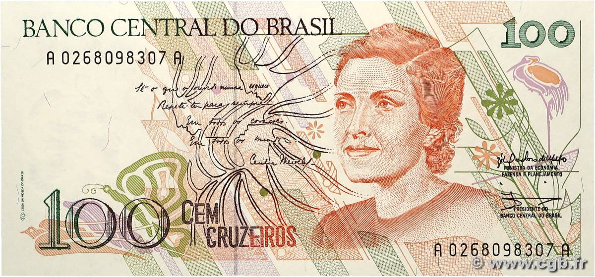100 Cruzeiros BRÉSIL  1990 P.228 NEUF
