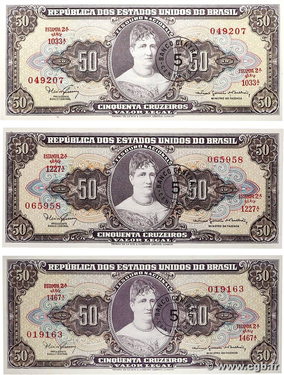 5 Centavos sur 50 Cruzeiros Lot BRÉSIL  1966 P.184b NEUF
