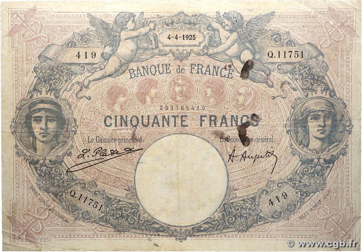 50 Francs BLEU ET ROSE FRANCIA  1925 F.14.38 BC