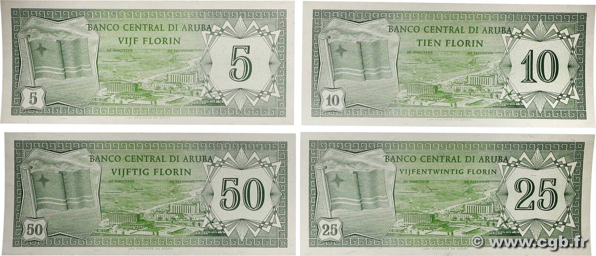 5 à 50 Florin Lot ARUBA   1986 P.01 à P.04 pr.NEUF