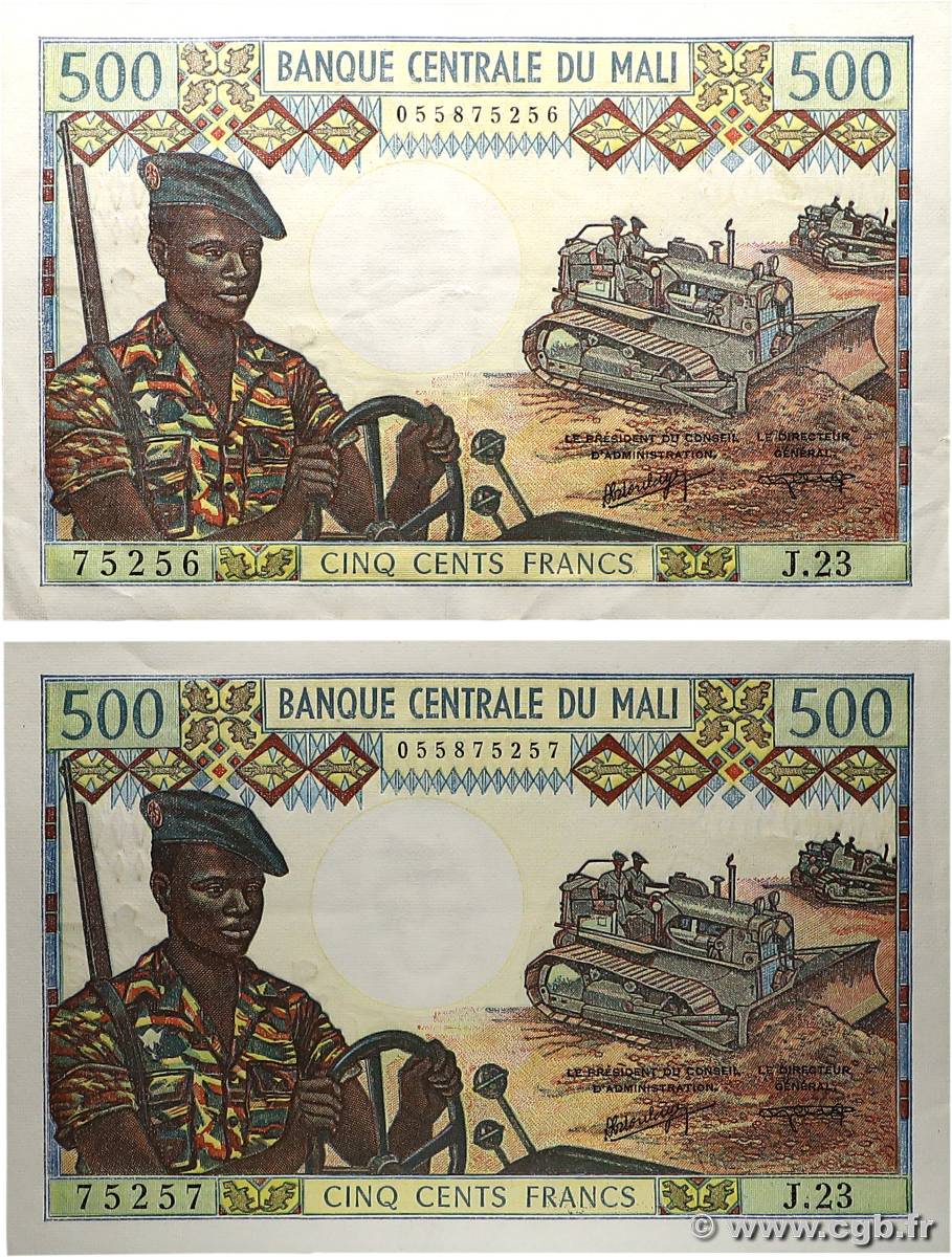 500 Francs Consécutifs MALí  1973 P.12f EBC+