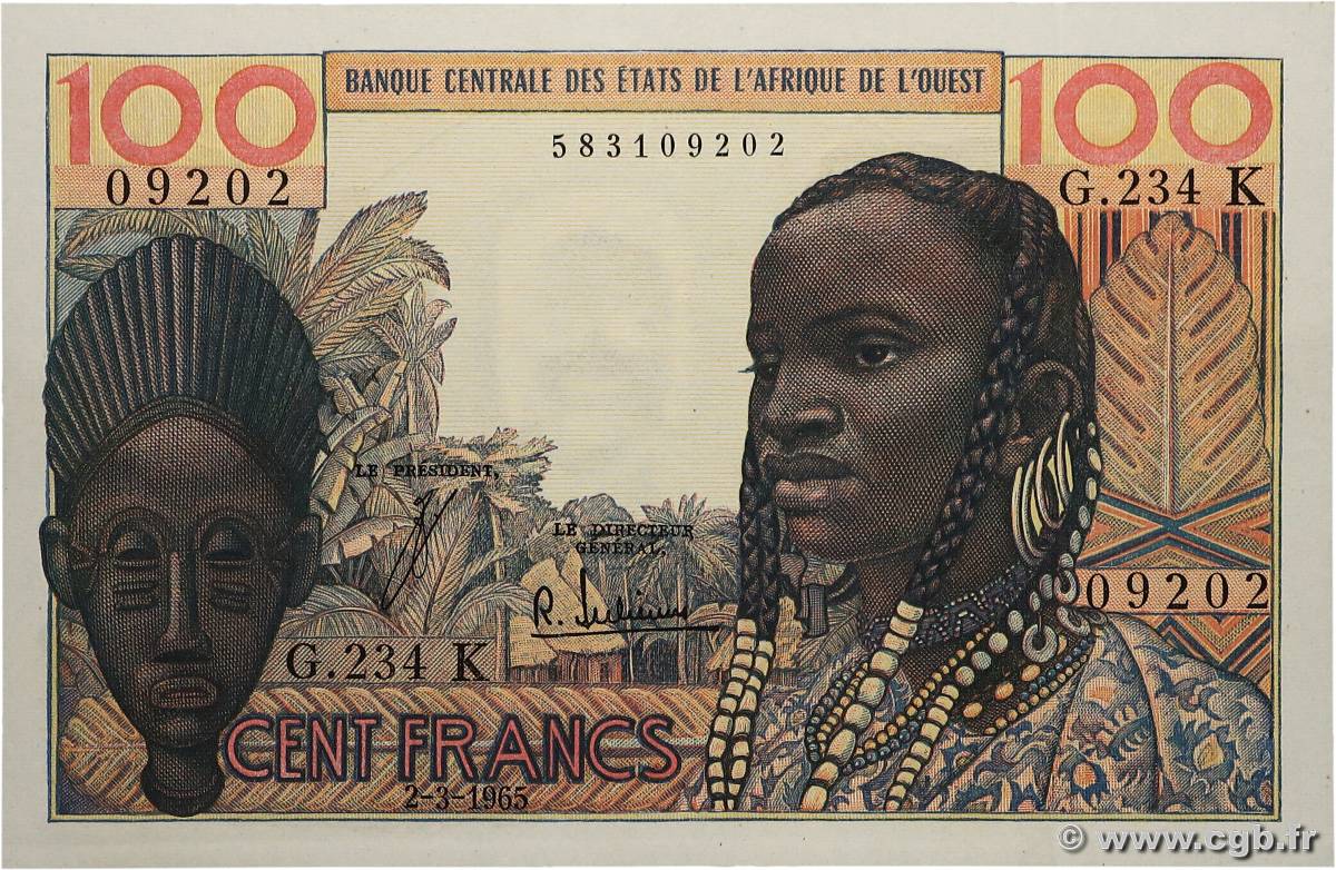 100 Francs ÉTATS DE L AFRIQUE DE L OUEST  1965 P.701Ke pr.SPL