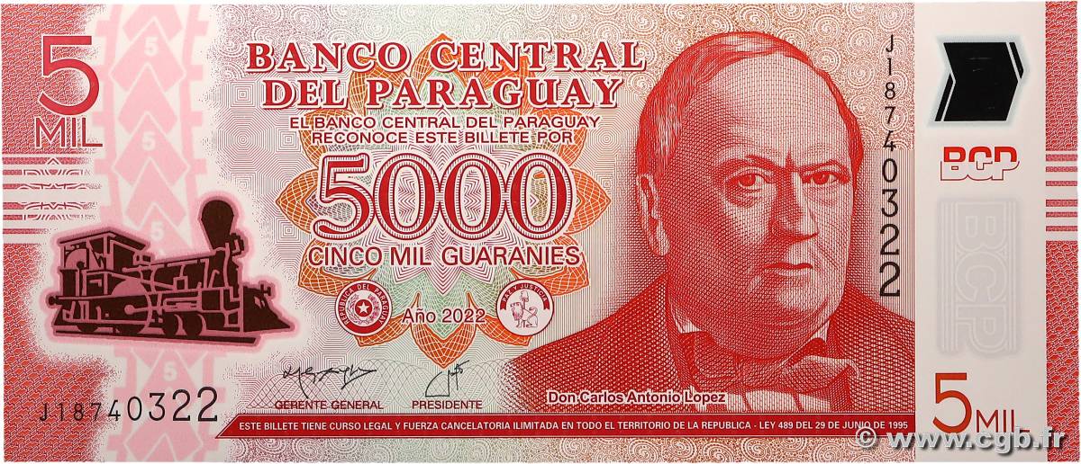 5000 Guaranies PARAGUAY  2022 P.234 ST