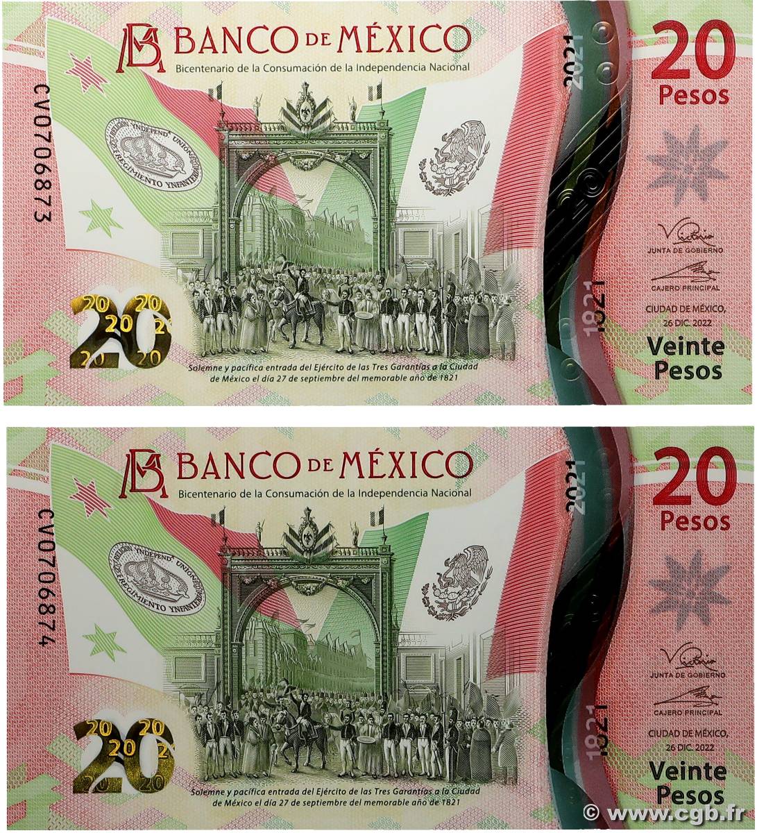 20 Pesos Commémoratif MEXICO  2022 P.132 FDC