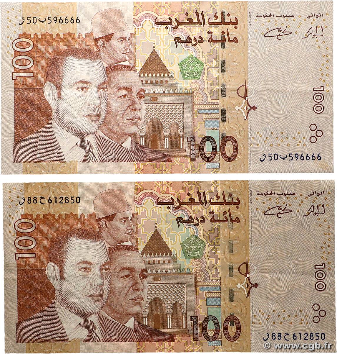 100 Dirhams Lot MAROC  2002 P.70 TTB+