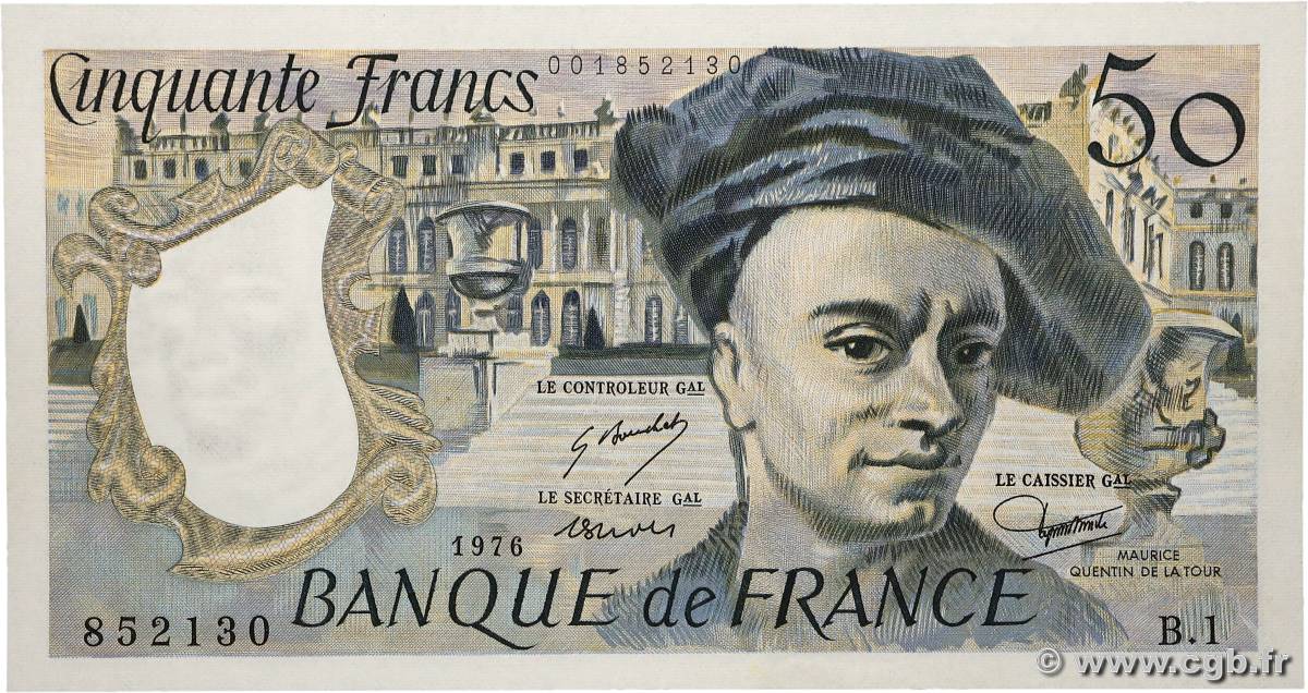 50 Francs QUENTIN DE LA TOUR FRANCE  1976 F.67.01 UNC-