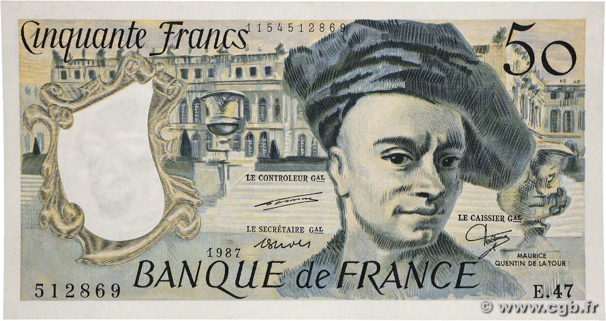 50 Francs QUENTIN DE LA TOUR FRANCE  1987 F.67.13 UNC-