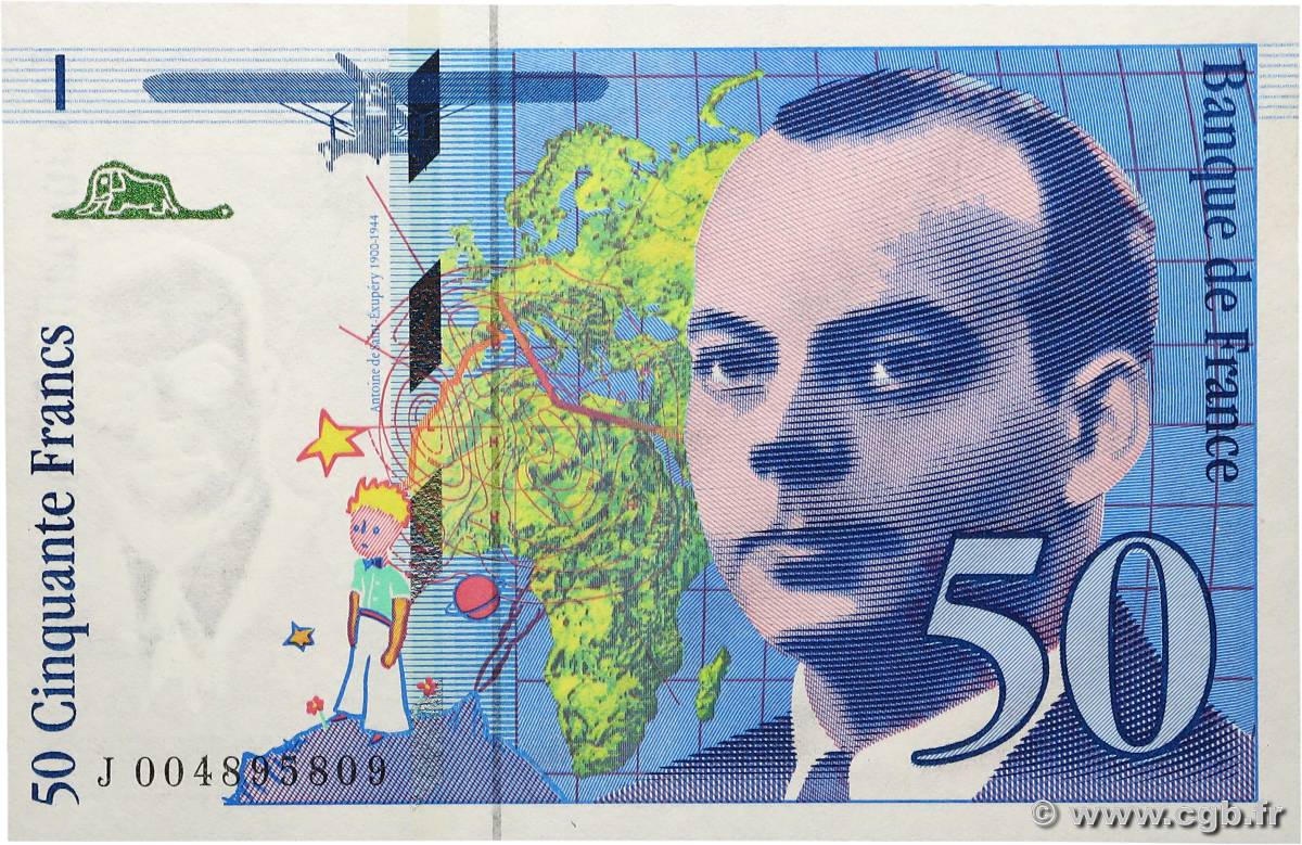 50 Francs SAINT-EXUPÉRY FRANCE  1992 F.72.01b UNC