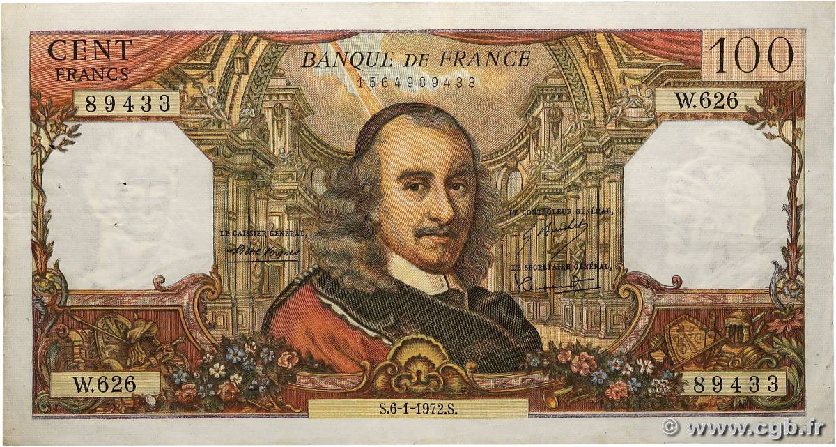 100 Francs CORNEILLE FRANCE  1972 F.65.38 F+