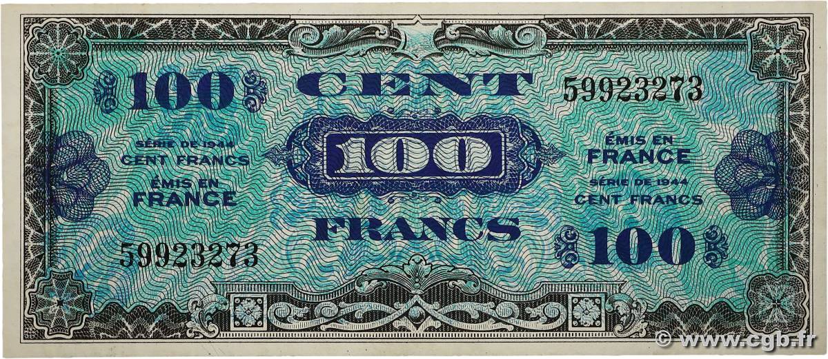 100 Francs DRAPEAU FRANCIA  1944 VF.20.01 EBC