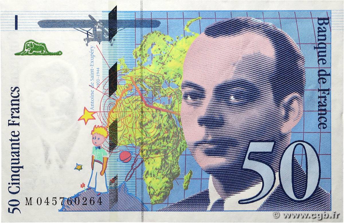 50 Francs SAINT-EXUPÉRY modifié FRANCIA  1997 F.73.04 q.SPL