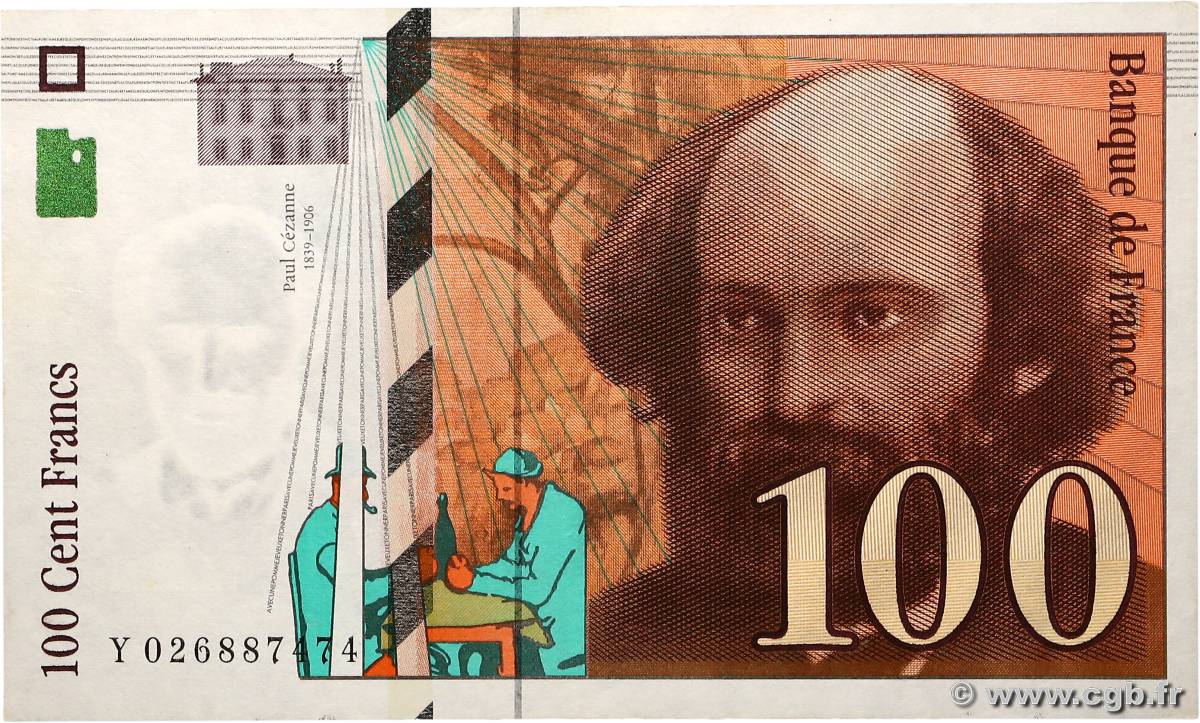 100 Francs CÉZANNE FRANCE  1997 F.74.01 VF+