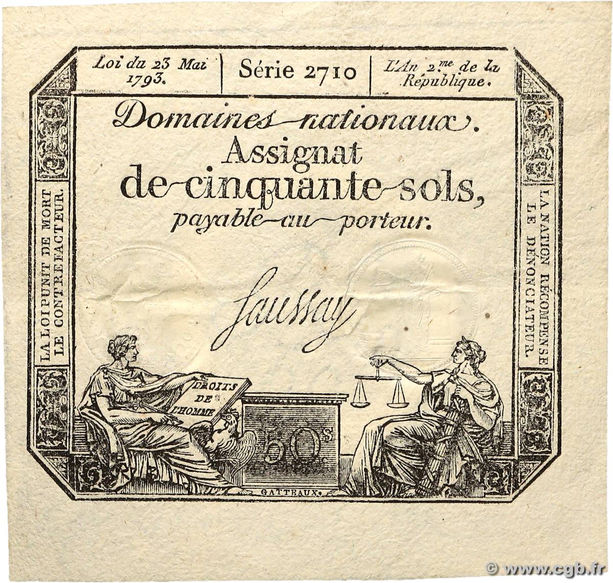 50 Sols FRANCE  1793 Ass.42c TTB+