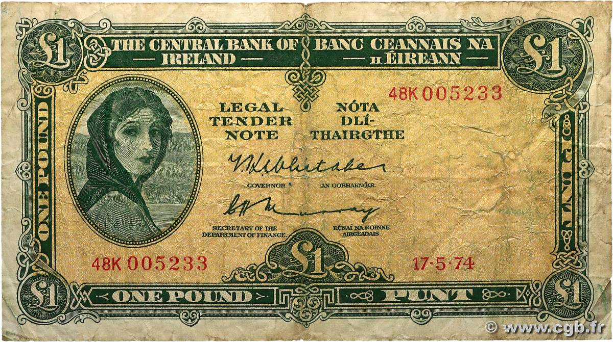 1 Pound IRLANDE  1974 P.064c B+