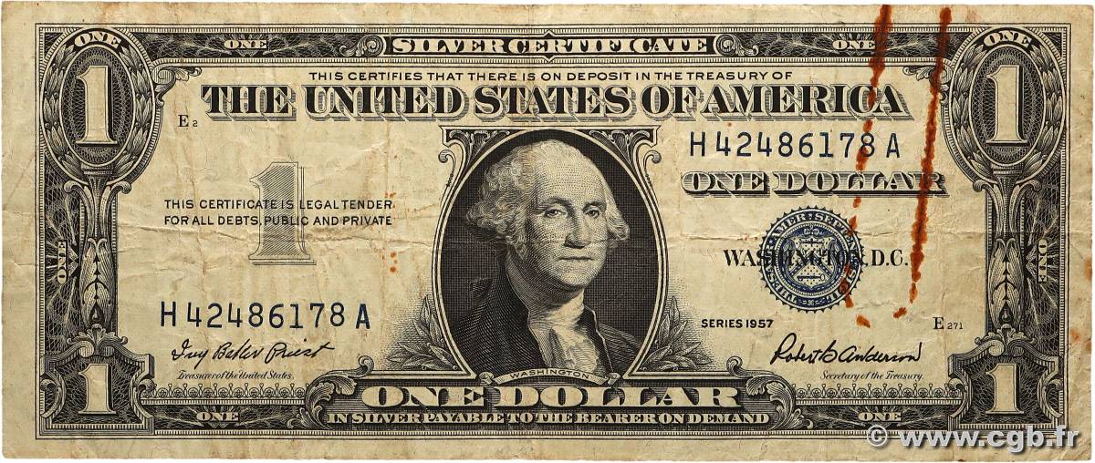 1 Dollar ÉTATS-UNIS D AMÉRIQUE  1957 P.419 TB