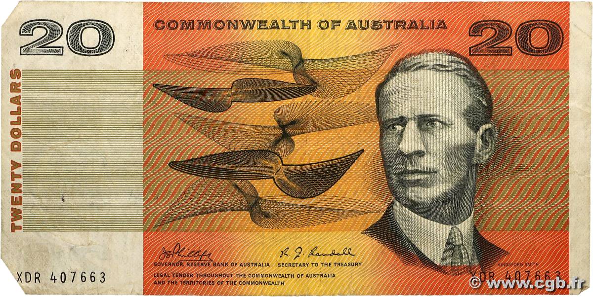 20 Dollars AUSTRALIE  1972 P.41c B+