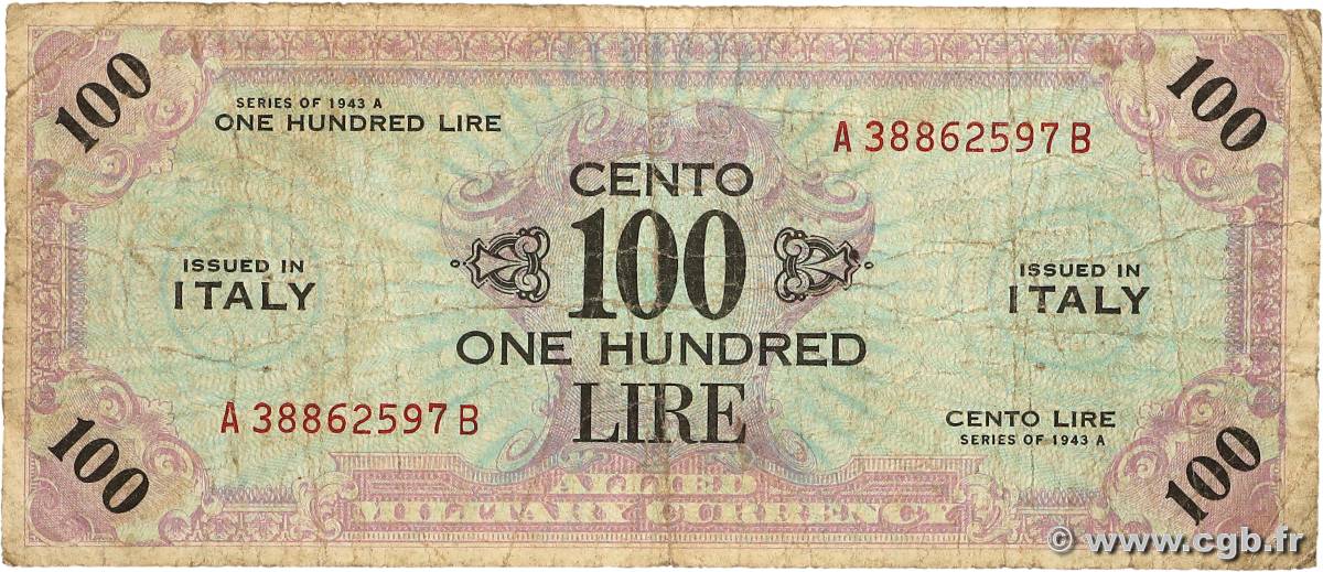 100 Lires ITALIE  1943 PM.21b B