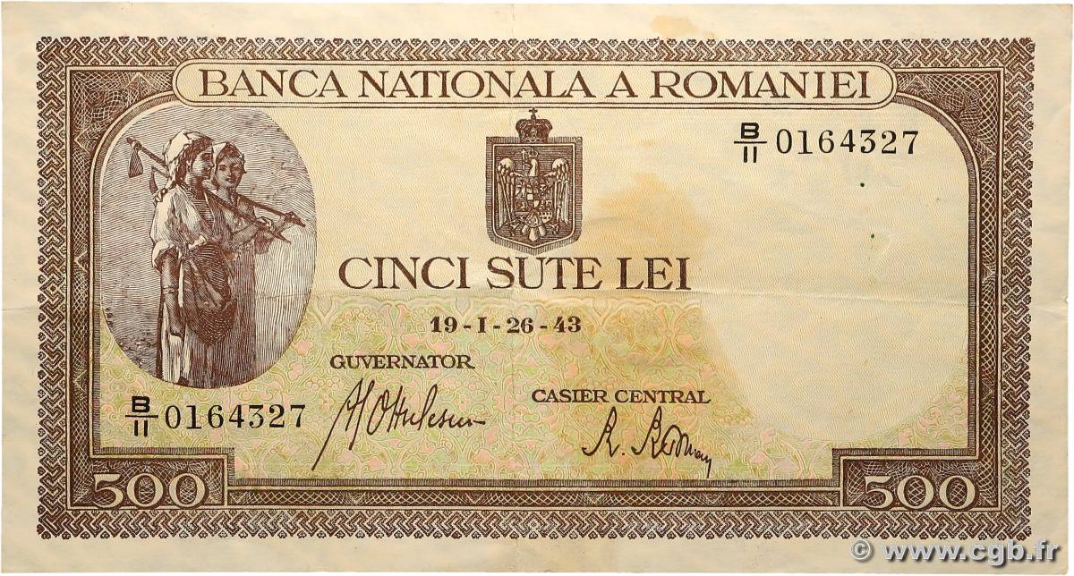 500 Lei ROUMANIE  1943 P.051a pr.SUP
