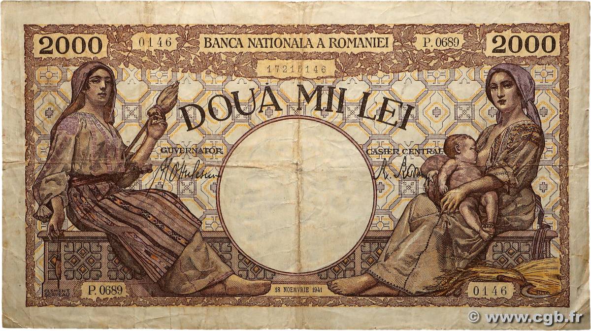 2000 Lei ROUMANIE  1941 P.053a TB