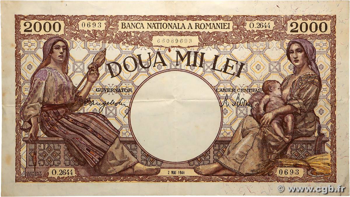 2000 Lei ROUMANIE  1944 P.054a pr.SUP