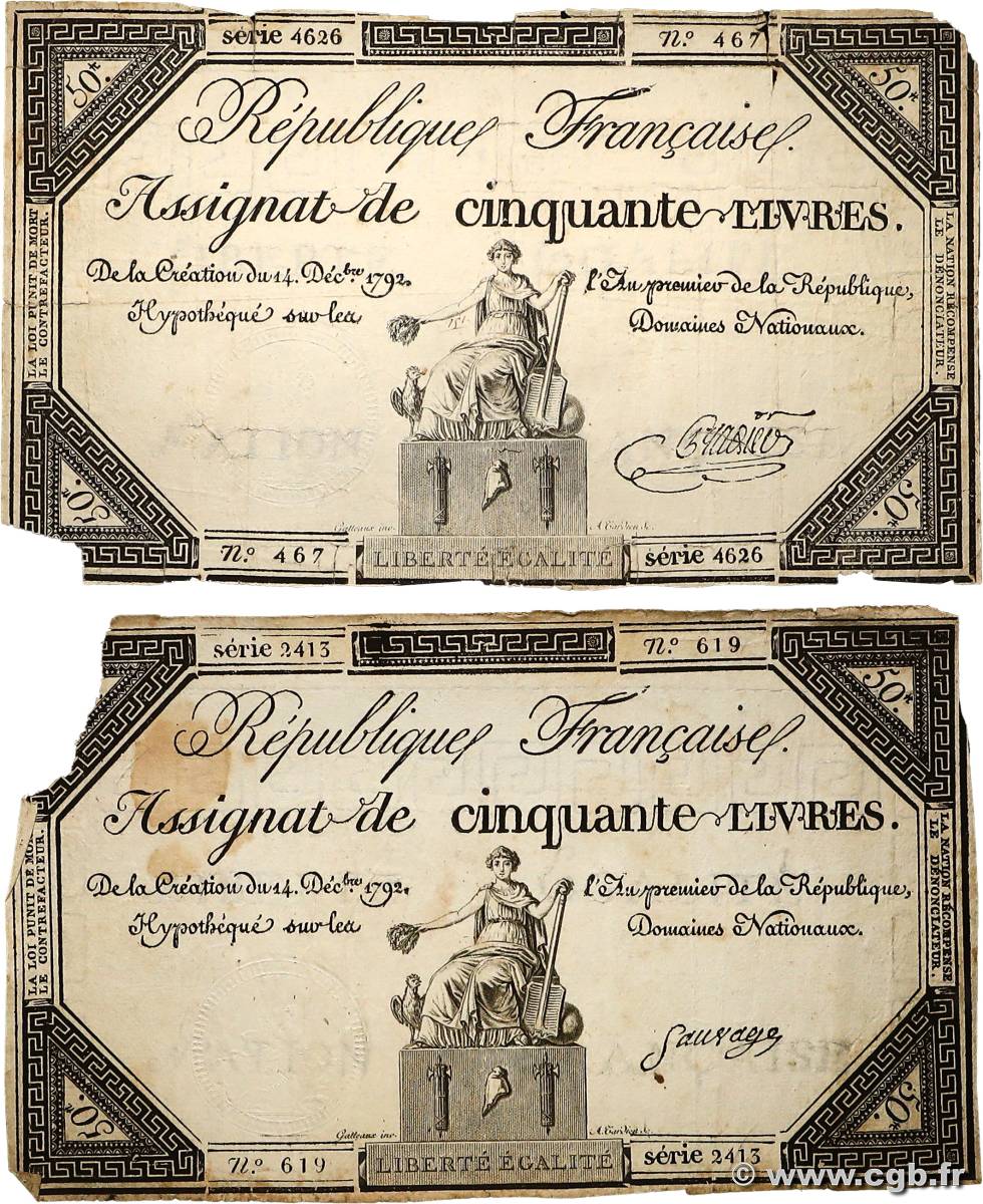 50 Livres Lot FRANCIA  1792 Ass.39a B