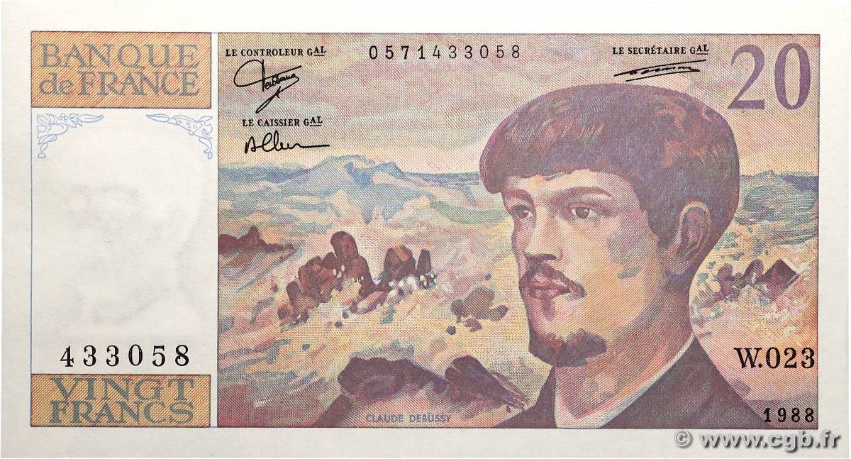 20 Francs DEBUSSY FRANCE  1988 F.66.09W23 pr.NEUF