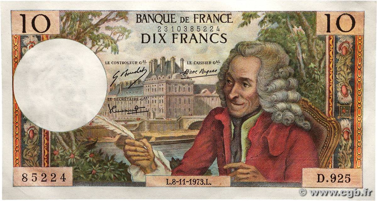 10 Francs VOLTAIRE FRANCE  1973 F.62.64 pr.NEUF