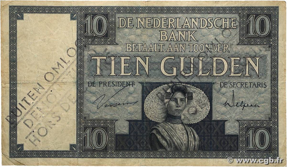 10 Gulden Annulé PAYS-BAS  1931 P.043c TB