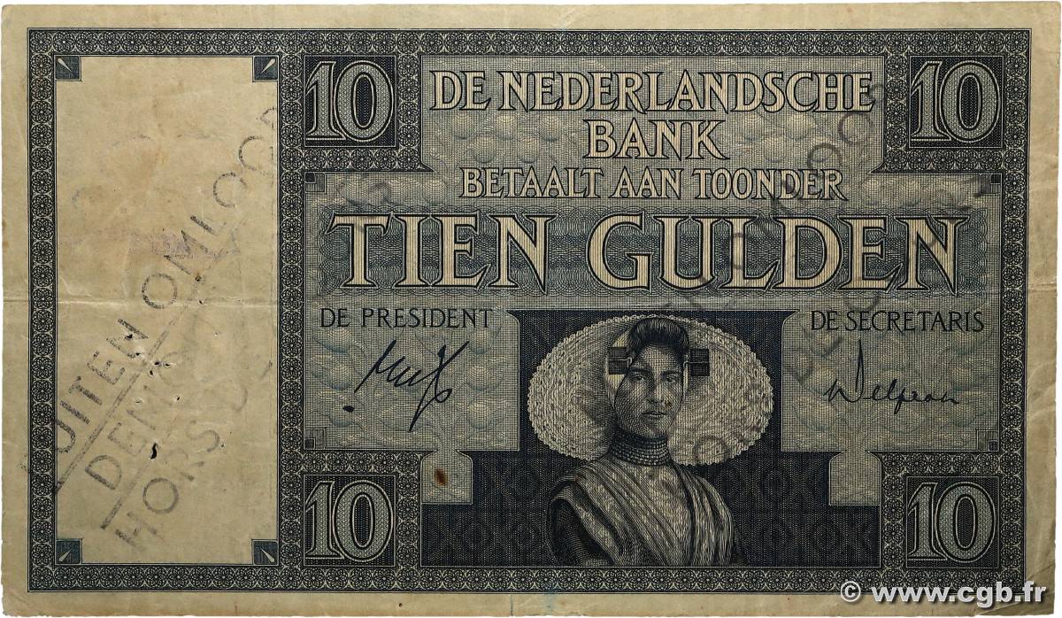 10 Gulden Remplacement PAíSES BAJOS  1932 P.043r BC+