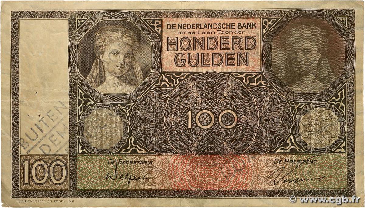 100 Gulden Annulé PAYS-BAS  1930 P.051a TB+